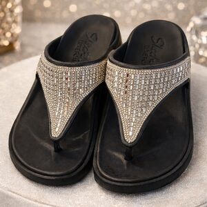 Skechers Black Sandals with Gold Accents